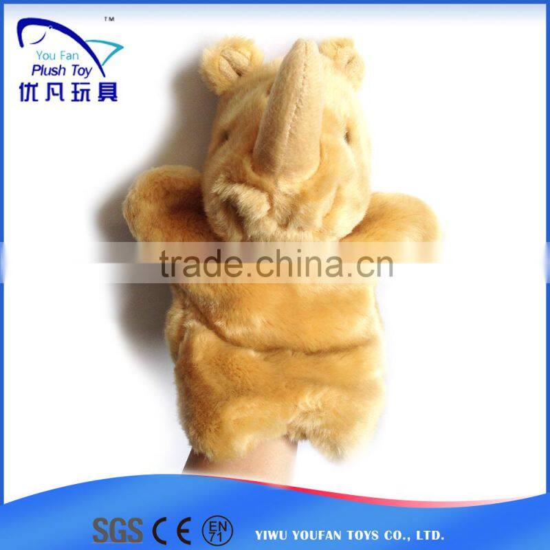 Any size and color kids 26cm stuffed rhino soft 2015 china baby toys hand puppet factory