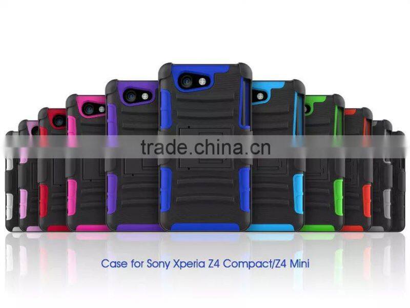 Keno Tough Rugged Layered Extreme Hybrid Belt Clip Holster Case for Sony Xperia Z4 Compact / Z4 Mini