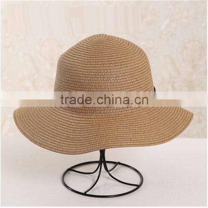 QXSH0009 With rope decoration summer straw hat New beach fedora Wide brim