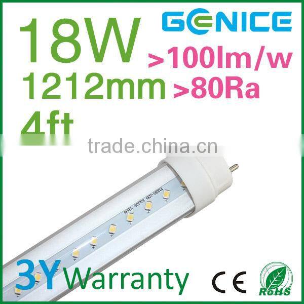 NO flicking smd2835 led tube lamp t8 18w 1800mm led tube light CE RoHS AC100-240V led