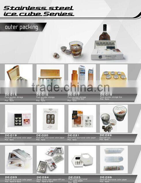 8pcs Stainless Steel Ice Cubes Glacier Rocks Whiskey Ice Stones + velvet bag