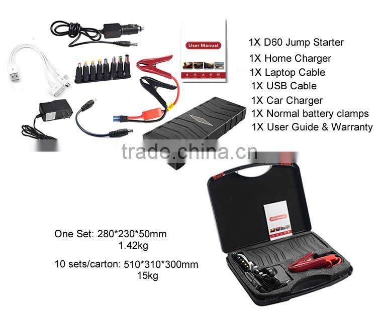 SUNPOW battery booster pack 18,000mAh portable 12V gasoline and diesel car battery charger jump starter