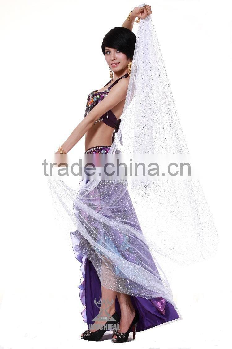 Belly dance performance / practice costume veil for ladies with glittering dots (SJ009)
