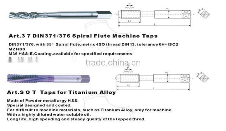 Fully ground M2 long shank taps