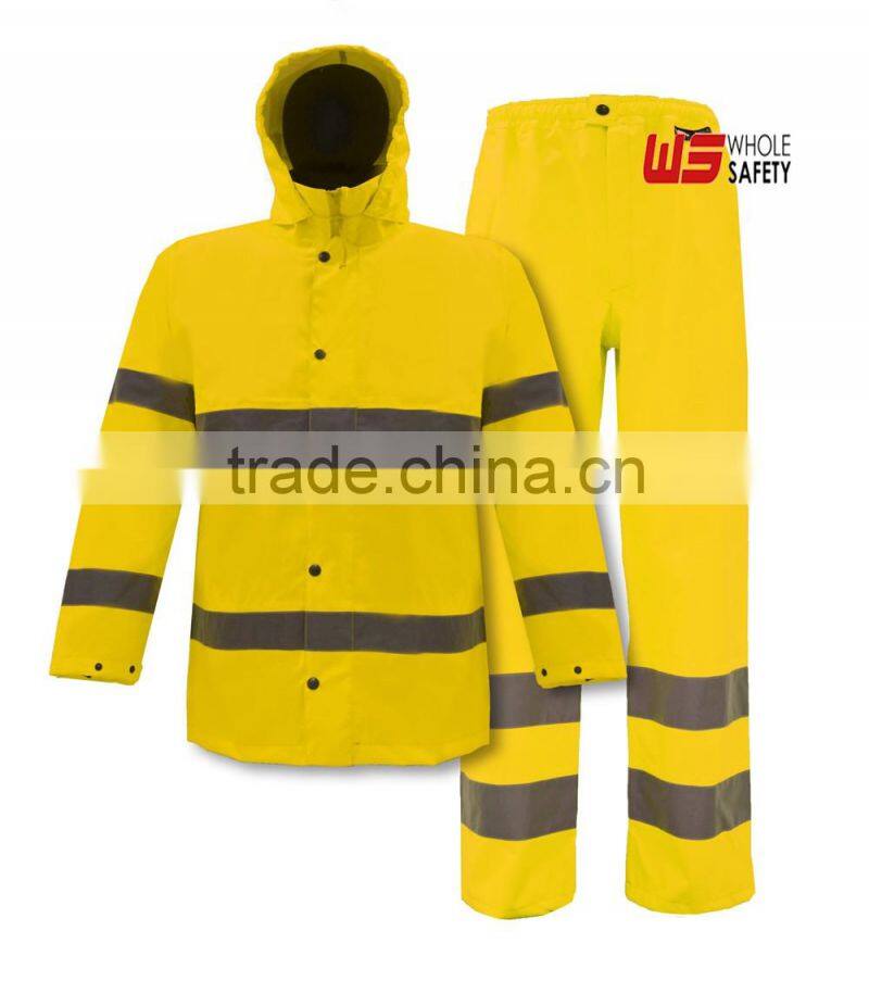 UNI EN ISO 20471 high visibility preofessional waterproof rian jacket and pants , Hivis rain gear