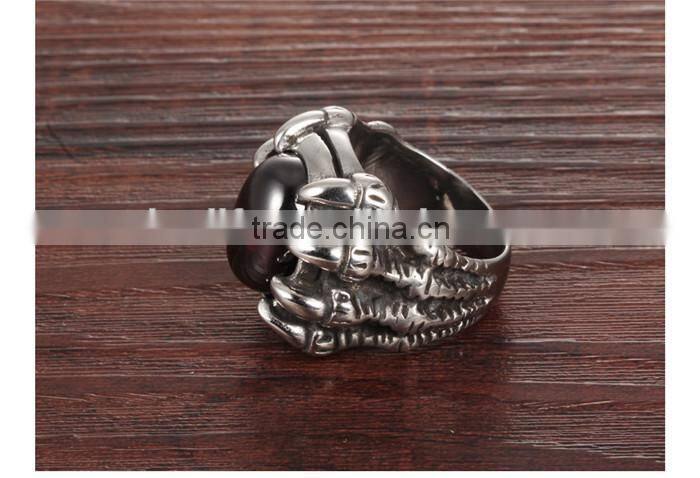 fashionable trend claw stainless steel jewelry cubic zirconia zircon ring for men