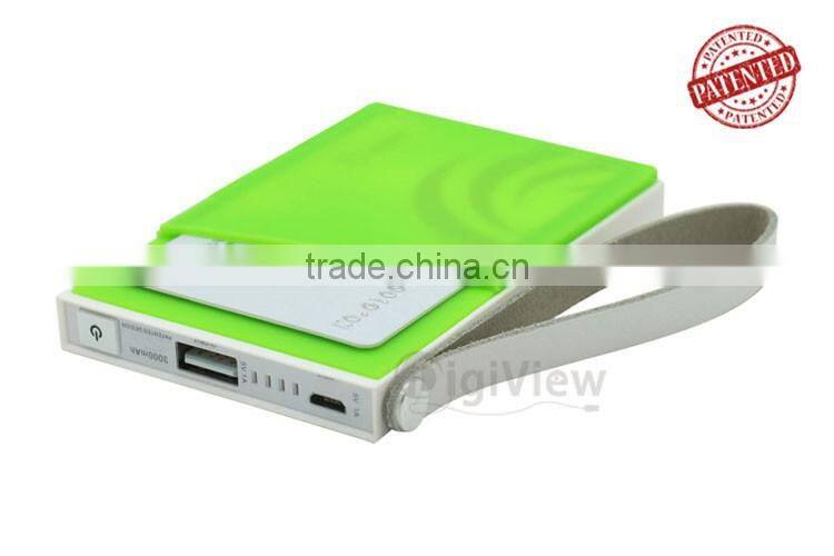 unique 3000mah polymer battery power bank mobile digital charger silicone credit card slot ultra slim size