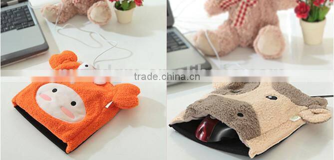 plush USB warming mouse pad/hand warming mouse pad/customized winter mouse pad