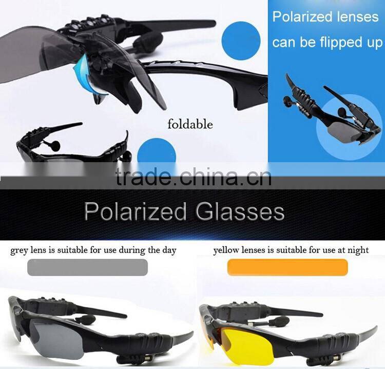 Stock and Fast Delivery Promotional Stylish Sunglasses Headset Bluetooth Headset with Bluetooth 4.0 and Li-Battery