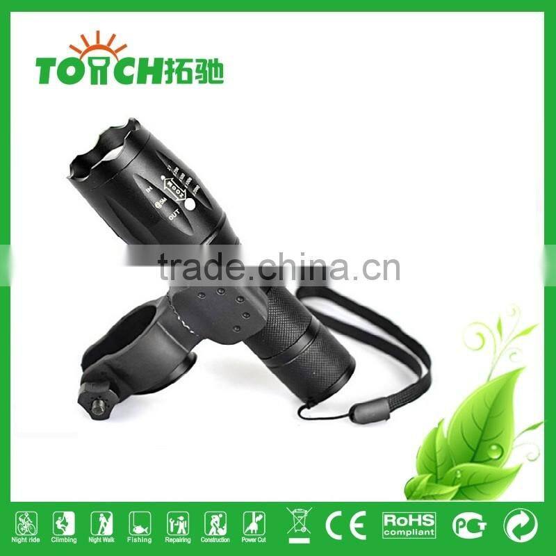 Rotate the focus zoomable wholesale E17 LED flashlight torch waterproof camping led lamp T6