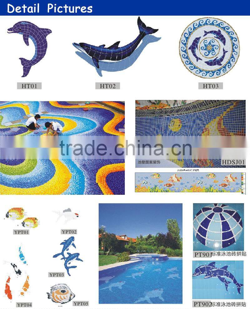 Custom dolphin pattern design swimming pool mosaic tile for pool