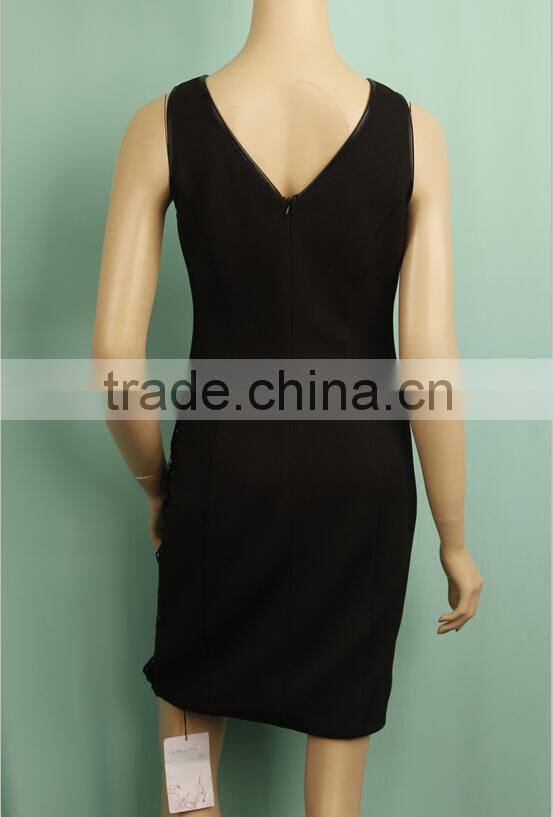 Sleeveless Black lace mature ladies office wear to work dresses WD140330134