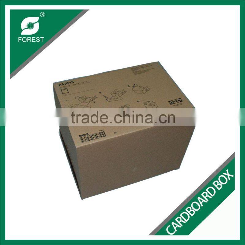 ACCEPT CUSTOM ORDER BROWN CORRUGATED CARDBOARD STORGE PACKING BOX WITH INSTRUCTIONS PRINTING