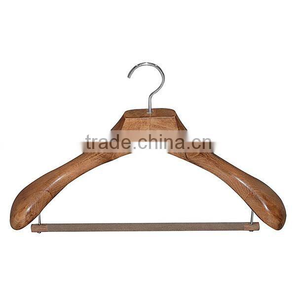 Professional standard wood clothes hanger with locking bar
