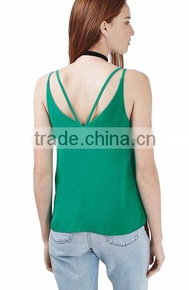 Ladies Double Strap V-Back Fancy Spaghetti Strap Camisole Tops