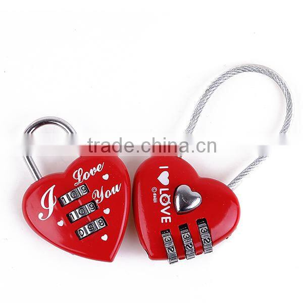 Hot sale high quality 3 digital love digital lock/love heart shaped padlock