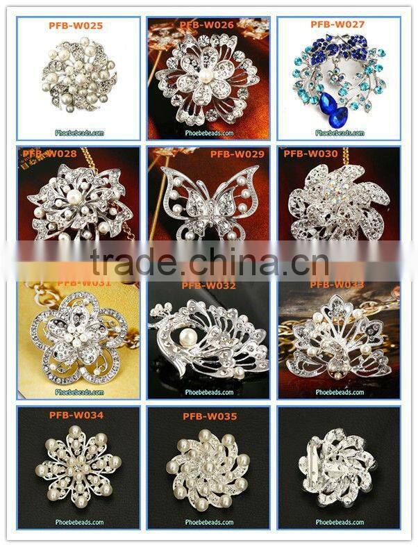 Wholesale Enamel Flower Brooches With Shiny Crystals PFB-W014