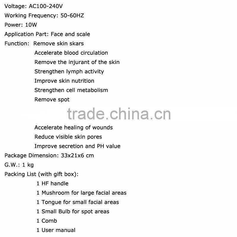 Portable High Frequency Face Care Facial Skin Care Microcurrent Spa Skin Tightening Beauty Equipment