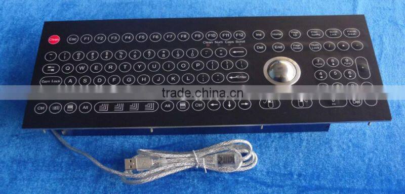 Scratch proof industrial membrane keyboard with trackball for beverage