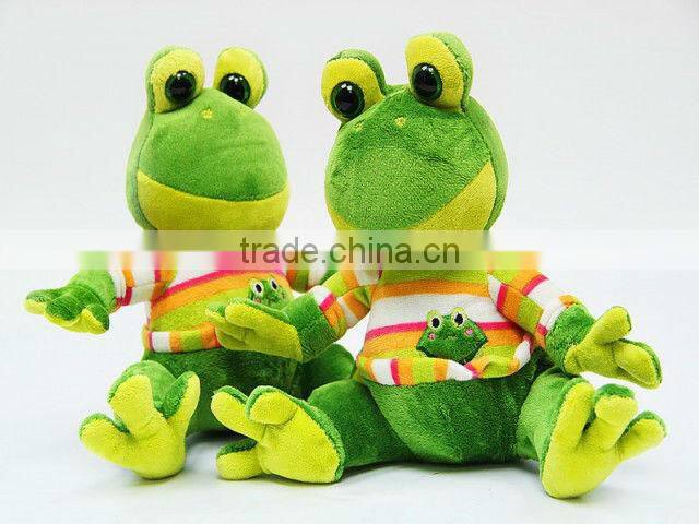 fashional popular lovely green plush frog animal toy with round big eyes for valentine festival