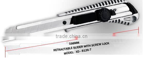 tool cutter Auto Retractable Safety Hook blade Aluminium Alloy with screw lock Cutter Knife