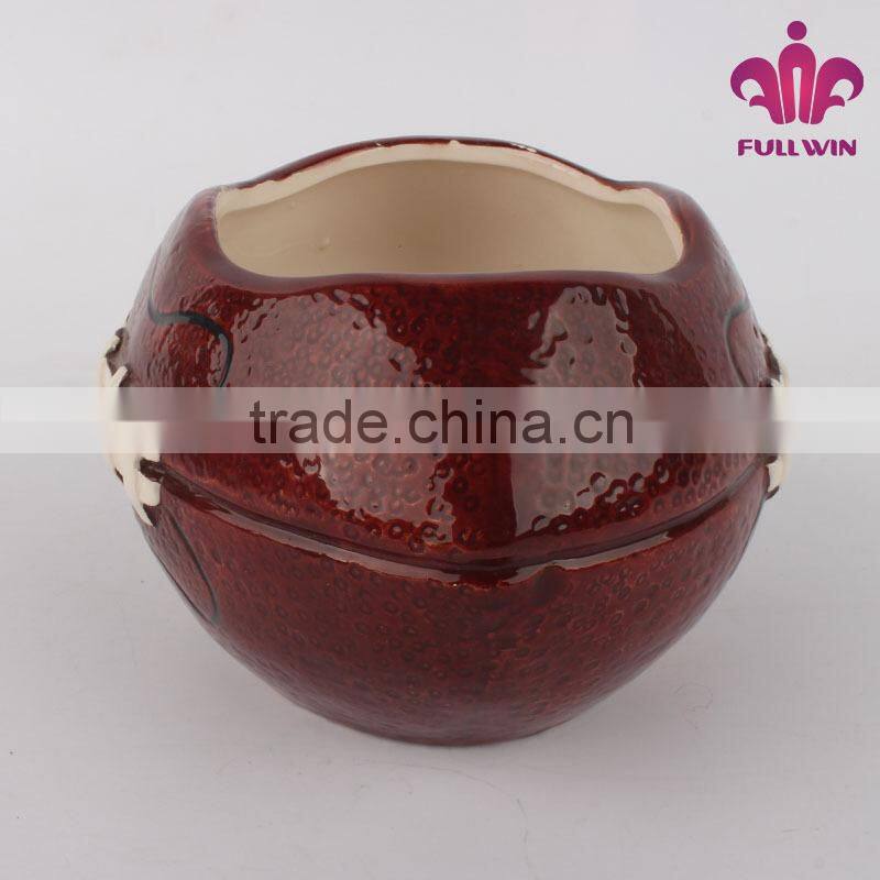 Football design ceramic garden flower pot and planter