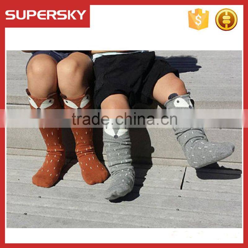 A-264 baby fox knee high socks kids knee high fox socks girl boot fox socks