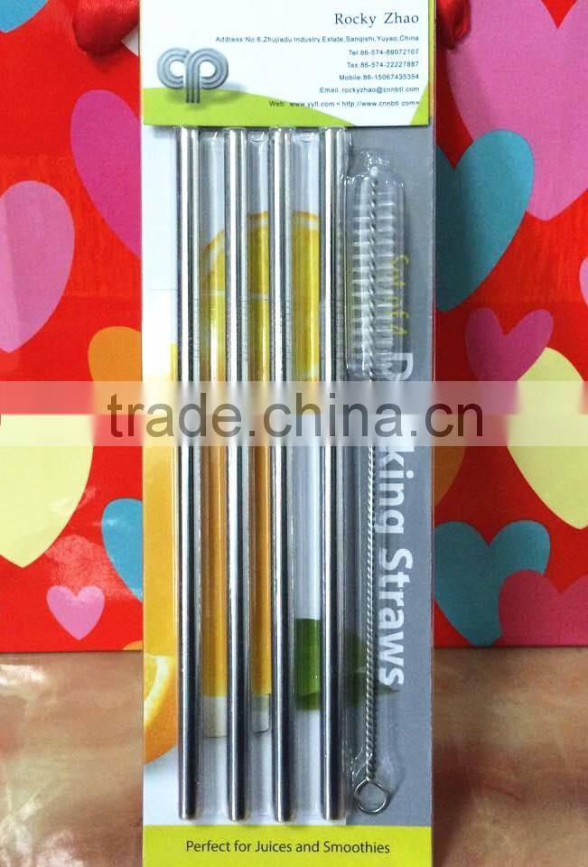 Reusable 12*0.5 stainless steel Eco-friendly drinking straw