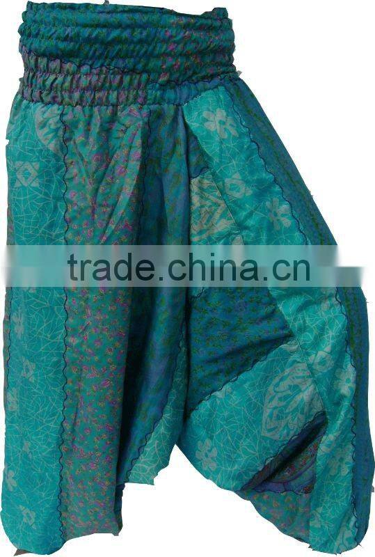2103 Vintage Silk Saree Aladdin Pants baggy trousers for women sari Pantalon Trouser