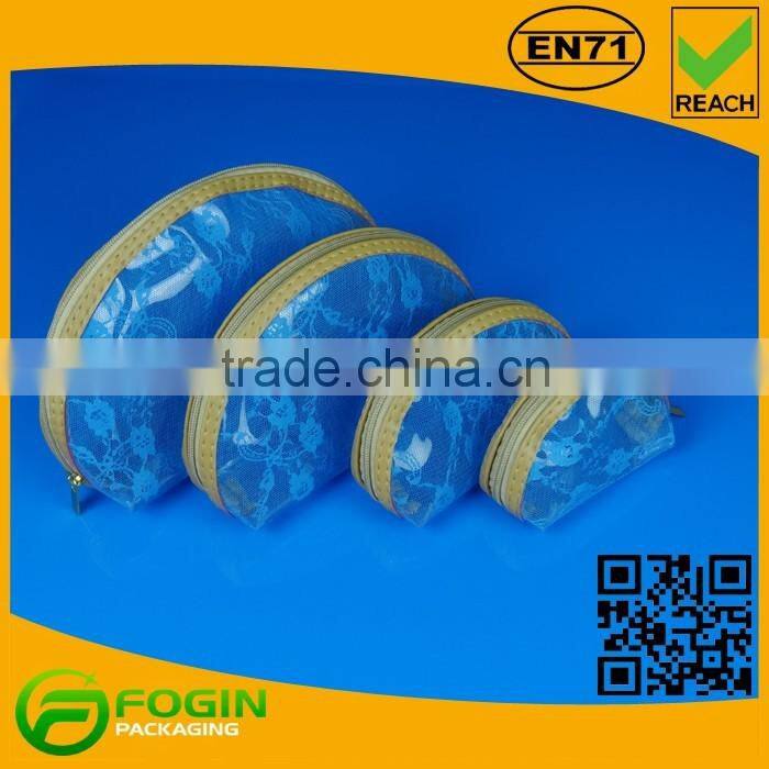 pvc cosmetic loop handle bag with button