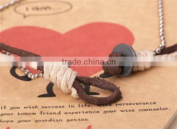 Adjustable leather cord necklace with cross pendant/leather cross necklace