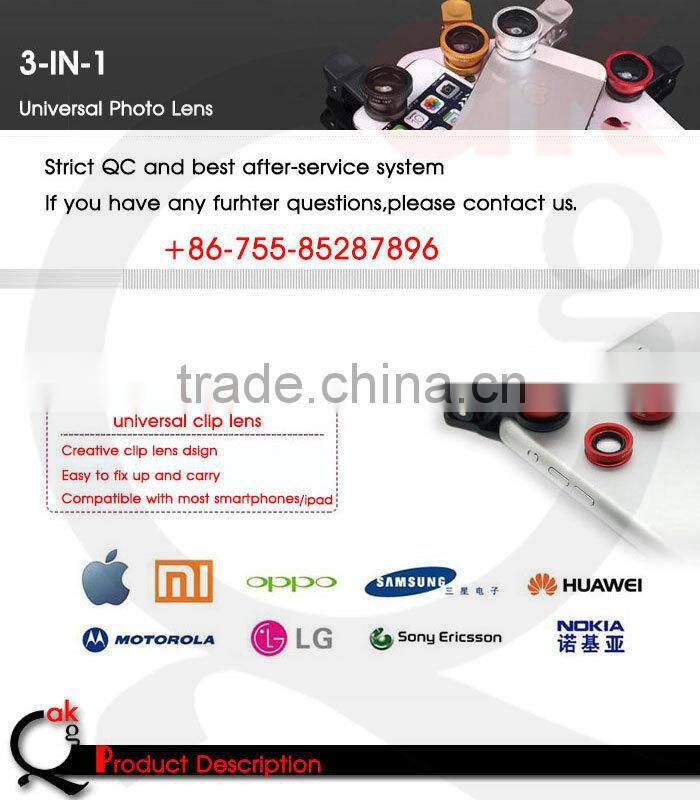 mobile phone accessories 3 in 1 lens kit 180 Degree Fisheye Lens wide Angle lens Micro Lens for samsung iphone 6