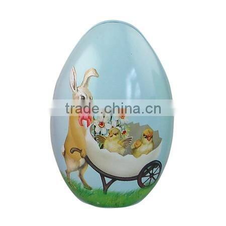 2016 cute egg shape metal candy tin box easter gift tin can