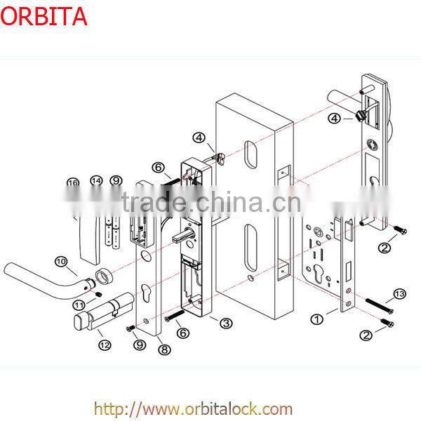 E3061 electronic key card lock with slim euro design and anti-panic function
