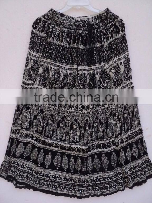 Cotton 2016 latest pattern dancing skirts wear / penal printed best quality indian skirts wear
