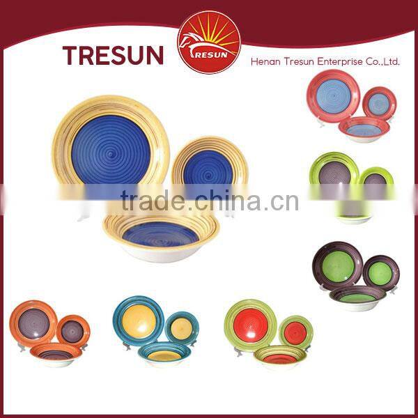 round shape 18pcs handpainted ceramic dinnerware/stoneware dinnerset tableware made in China