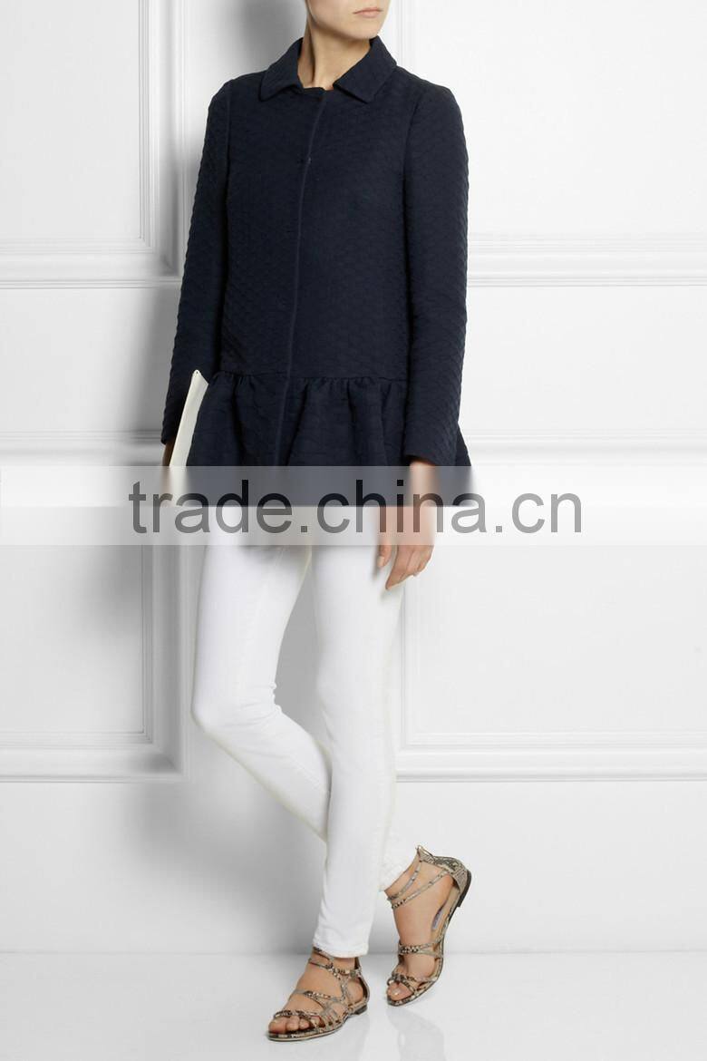 2015 autumn/winter woman long sleeve stylish jacquard coat SYA15051