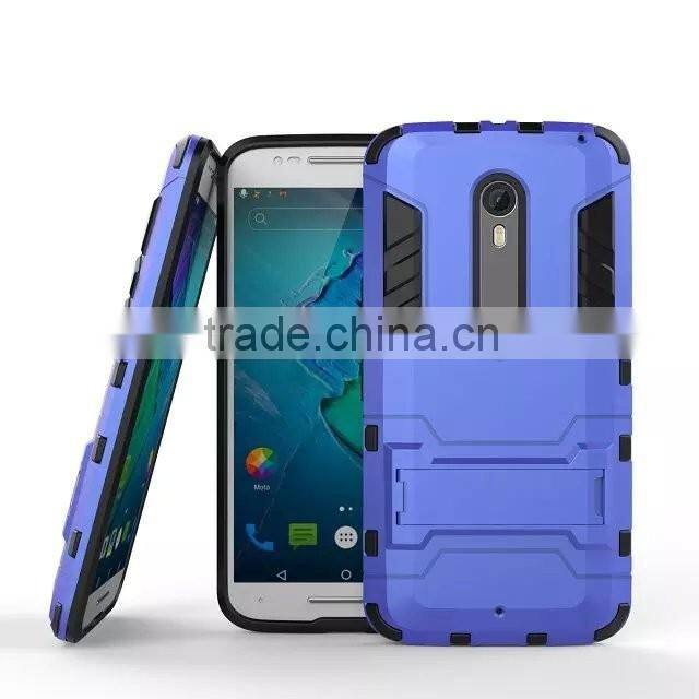 2 In 1 Hot Selling Iron-Bear Stand Rugged Hybrid Cover Case For Motorola Moto X Style