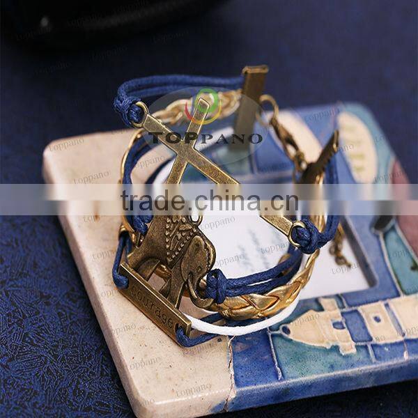 Top quality handmade jewelry new hot-selling design vintage braided leather bracelet for men