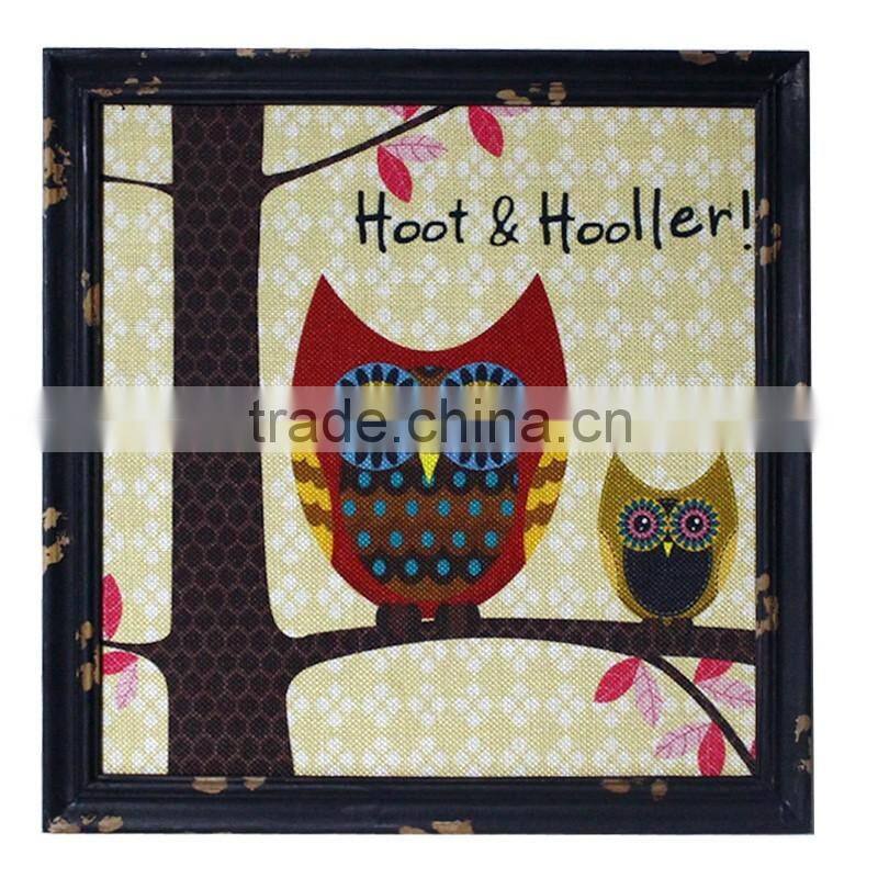 Burlap Wall Art Decoration Black Wood Frame Printing