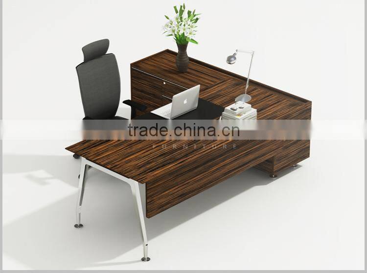 Luxury wooden executive office desk with metal frame