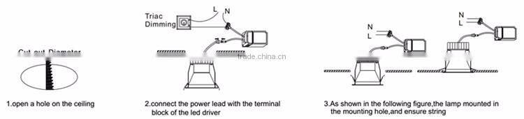 6 inchs white round 15w cuadrado cob led downlight kit with epi star chip for led spot light