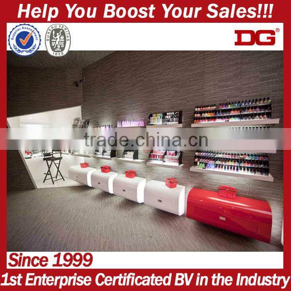 Bright pink color nail salon display table manicure table nail desk with led lights