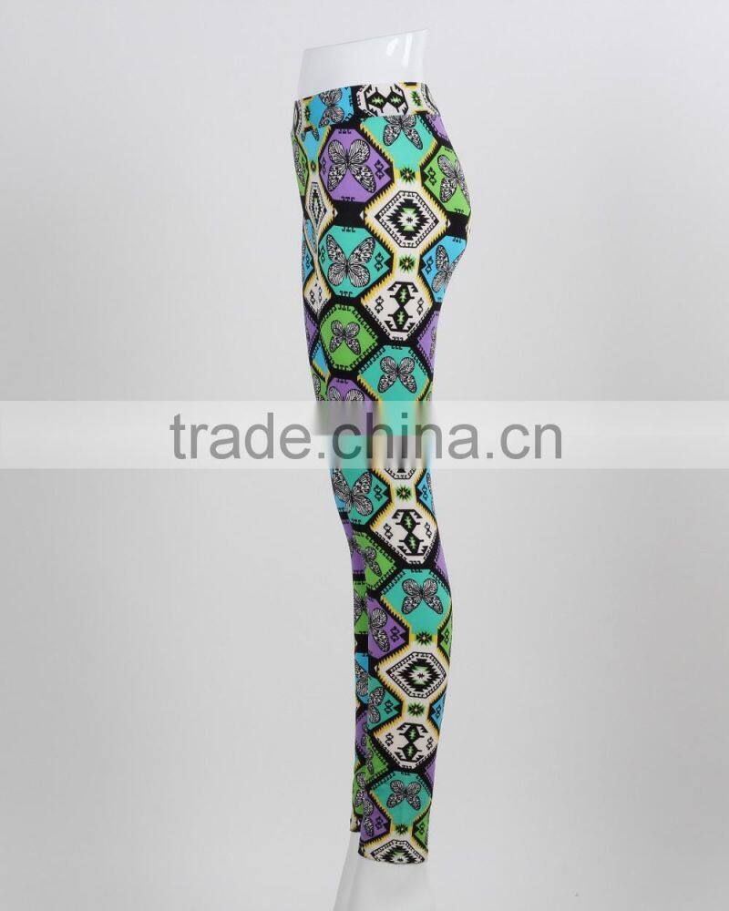 F5S31095 Ladies Geometric Leggings In Charcoal