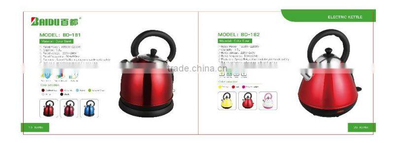 Colorful High Grade 3-level protection safe stainless steel electric teapot with warmer for tea made in China