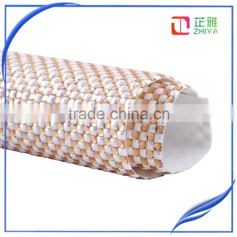 4mm self sticker lct gloden with white ab color luxury craft wholesale rhinestone mesh rhinestone fabric