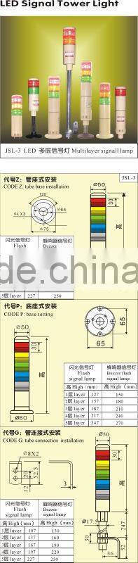 JSL-3 Tower warning signal lamp / multilayer signal light/ led signal tower light/ 220v signal light