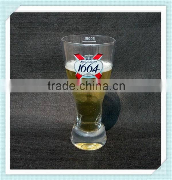 2016 hot sale kronenbourg 1664 glass cup with 500ml vol