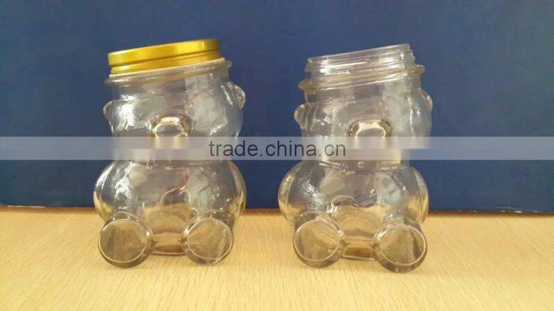Food Use and Eco-Friendly Feature glass storage jar in bear shape glass jar 350ml/glass bear shape jar