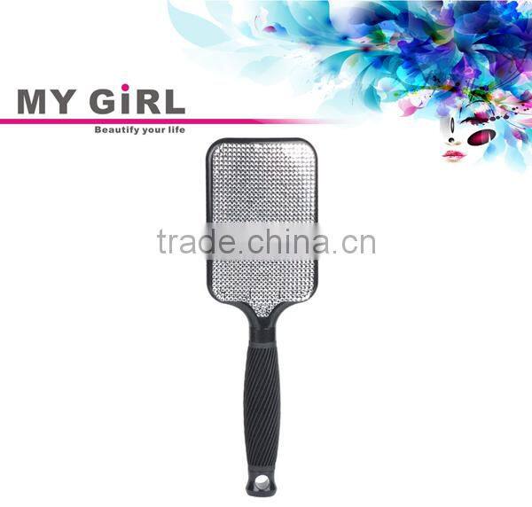 MY GIRL hair brush comb silver color bling crystal resin long handled soft bristles brush